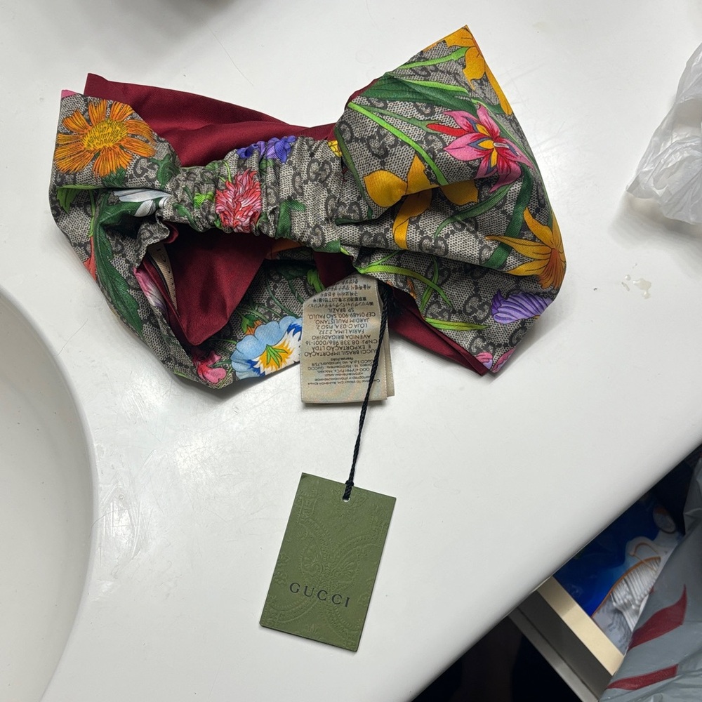 Gucci Vibrant Floral Silk Headband - Red and Multicolor